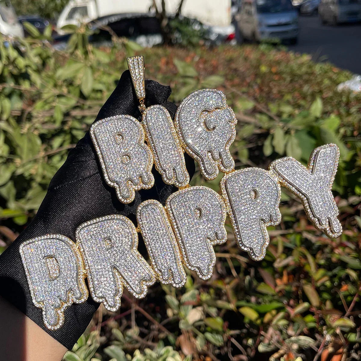 Drip and Shine Iced Out Personalized Custom Name Necklace Pendant - Luxury Custom Jewelry - CaratixJewelry